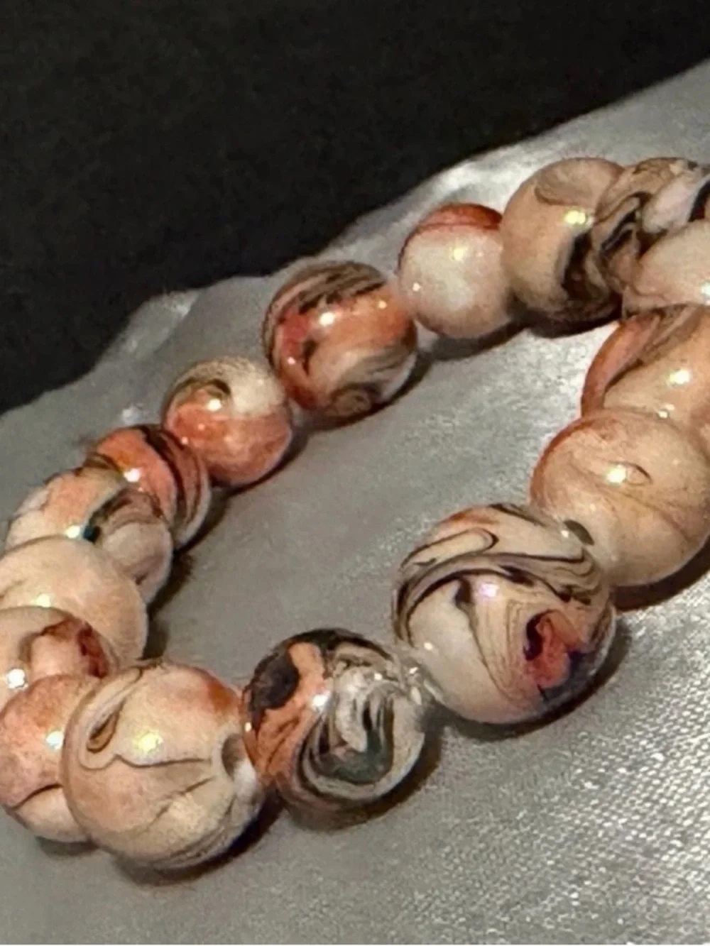 Handmade Tiger Striped Marbled Bead Bracelet - Women's Fashion Jewelry
